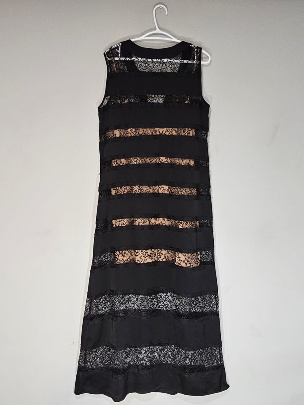 BCBG Angie Black Lace Panel Maxi Dress Size M - Picture 7 of 11